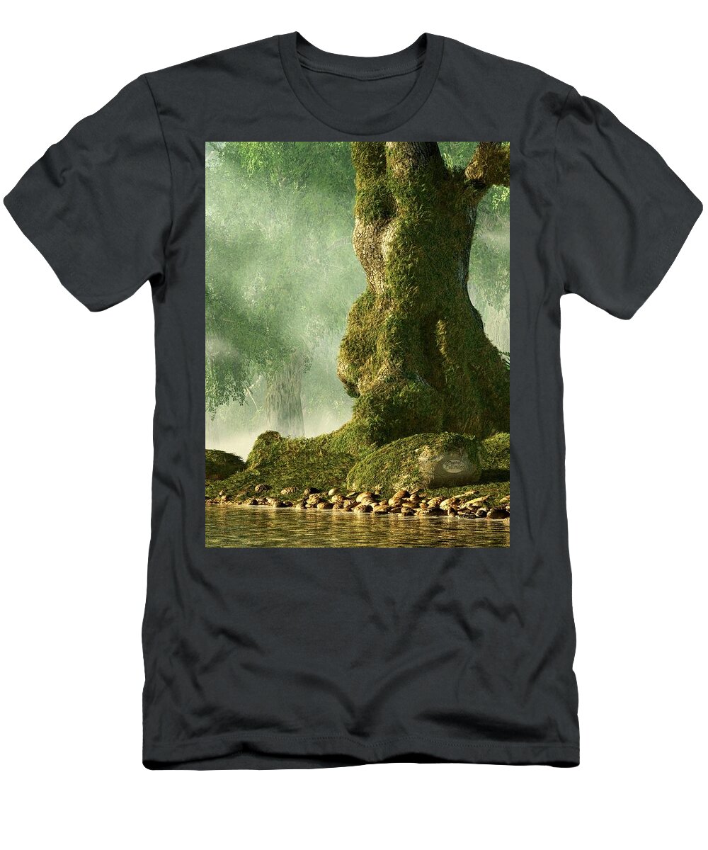 Mossy T-Shirt featuring the digital art Mossy Old Oak by Daniel Eskridge
