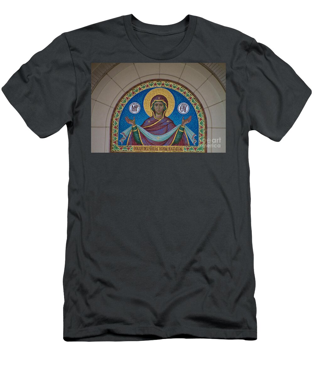 Cross T-Shirt featuring the photograph Mother of God Mosaic by William Norton