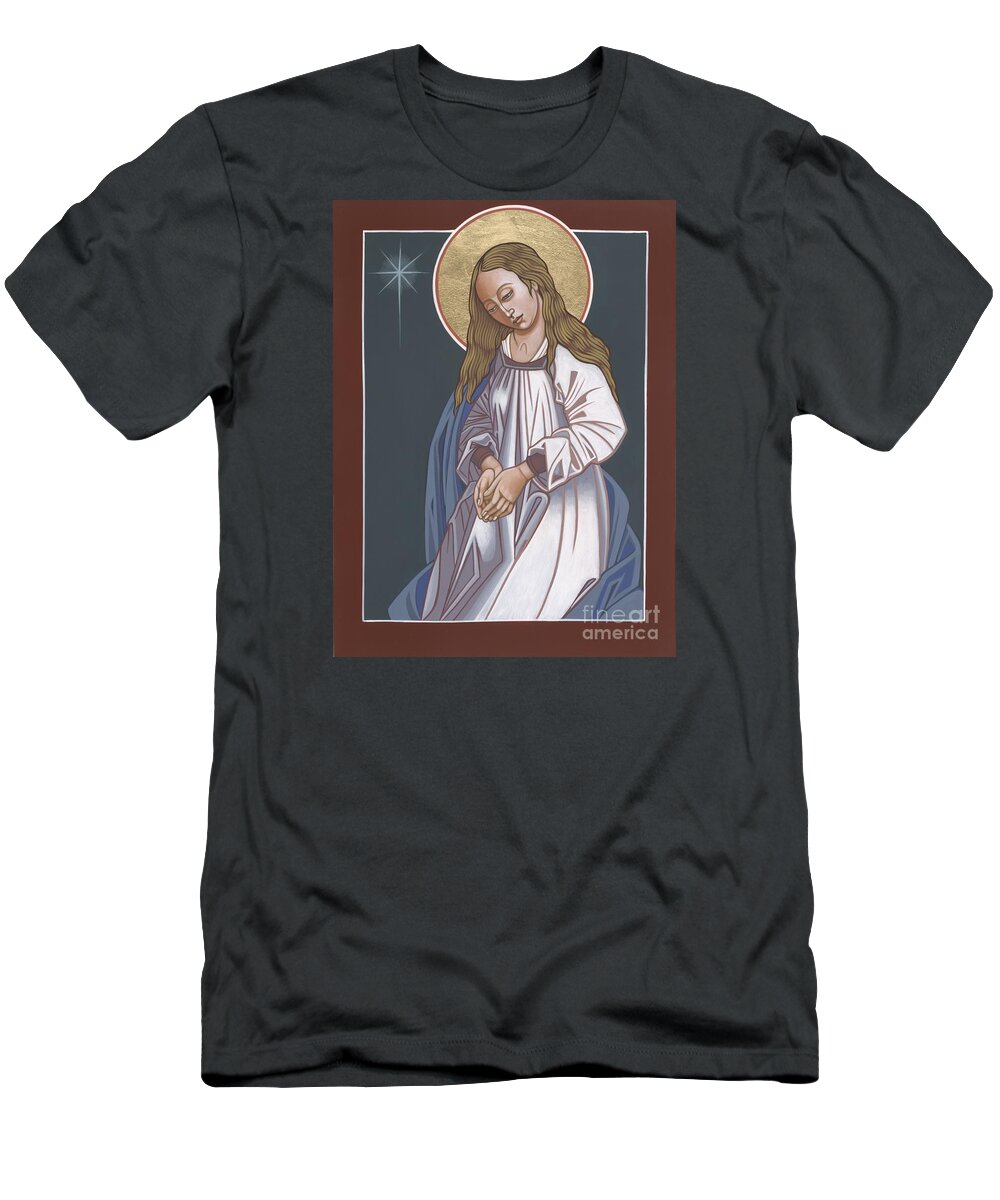 mother Of God Waiting In Adoration Pregnant Mary T-Shirt featuring the painting Mother of God Waiting in Adoration 248 by William Hart McNichols