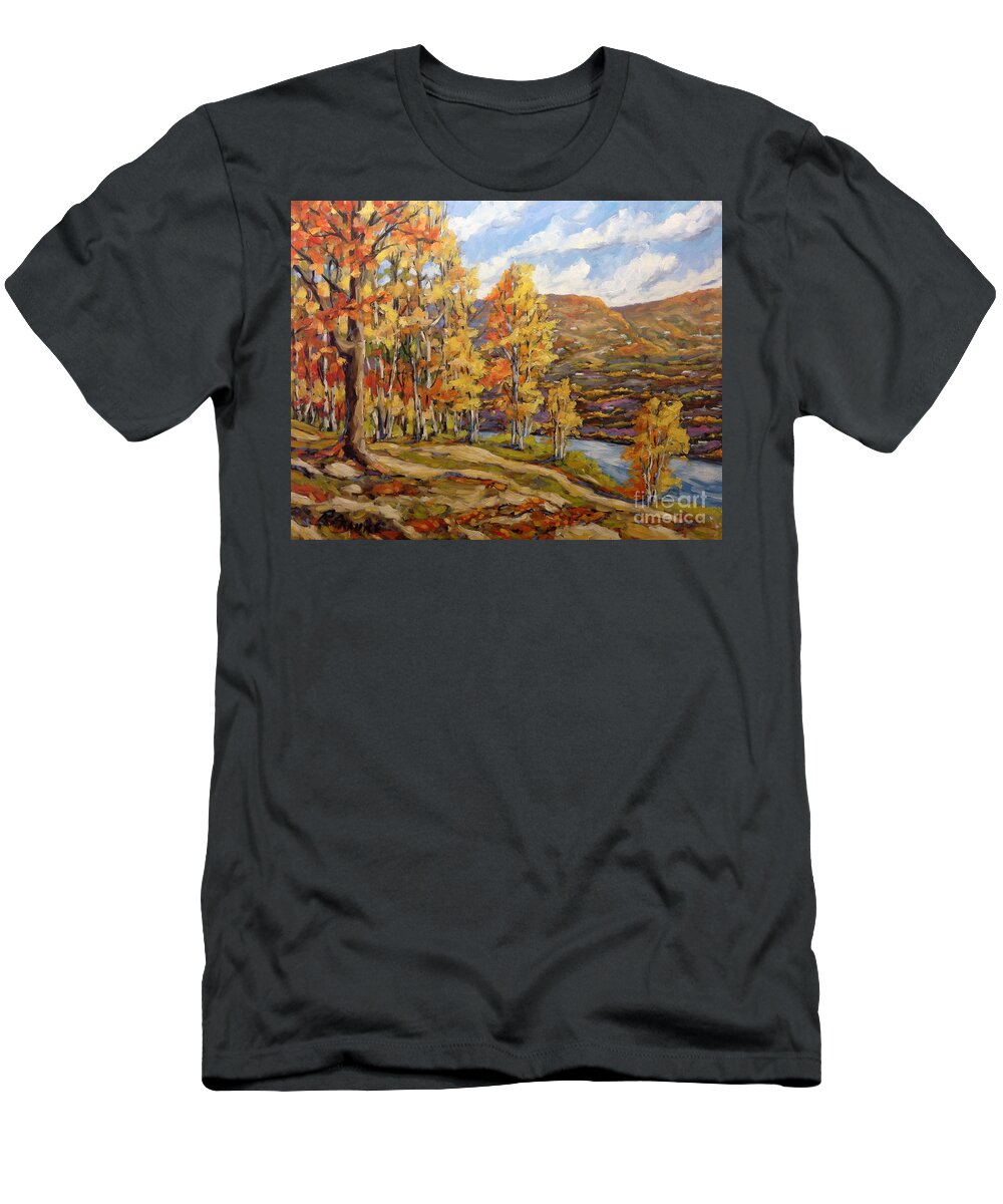 Quebec T-Shirt featuring the painting Mountain Vista by Prankearts by Richard T Pranke