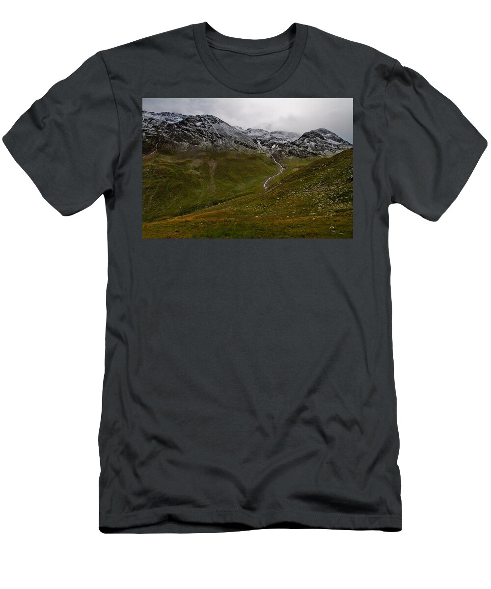 Mountain T-Shirt featuring the photograph Mountainscape with snow by Roberto Pagani