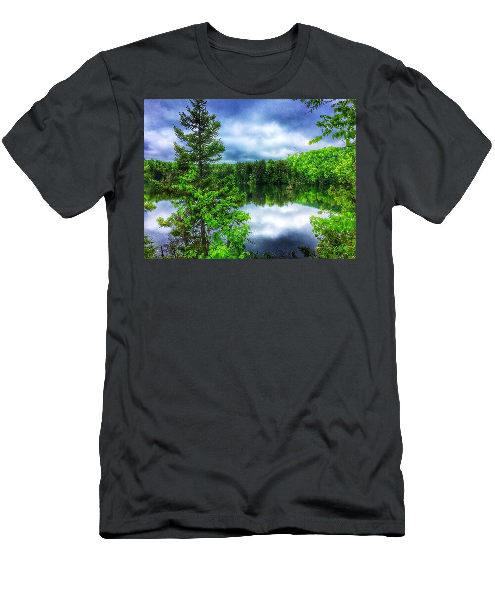 Trees T-Shirt featuring the photograph Moxie Pond by Nick Heap