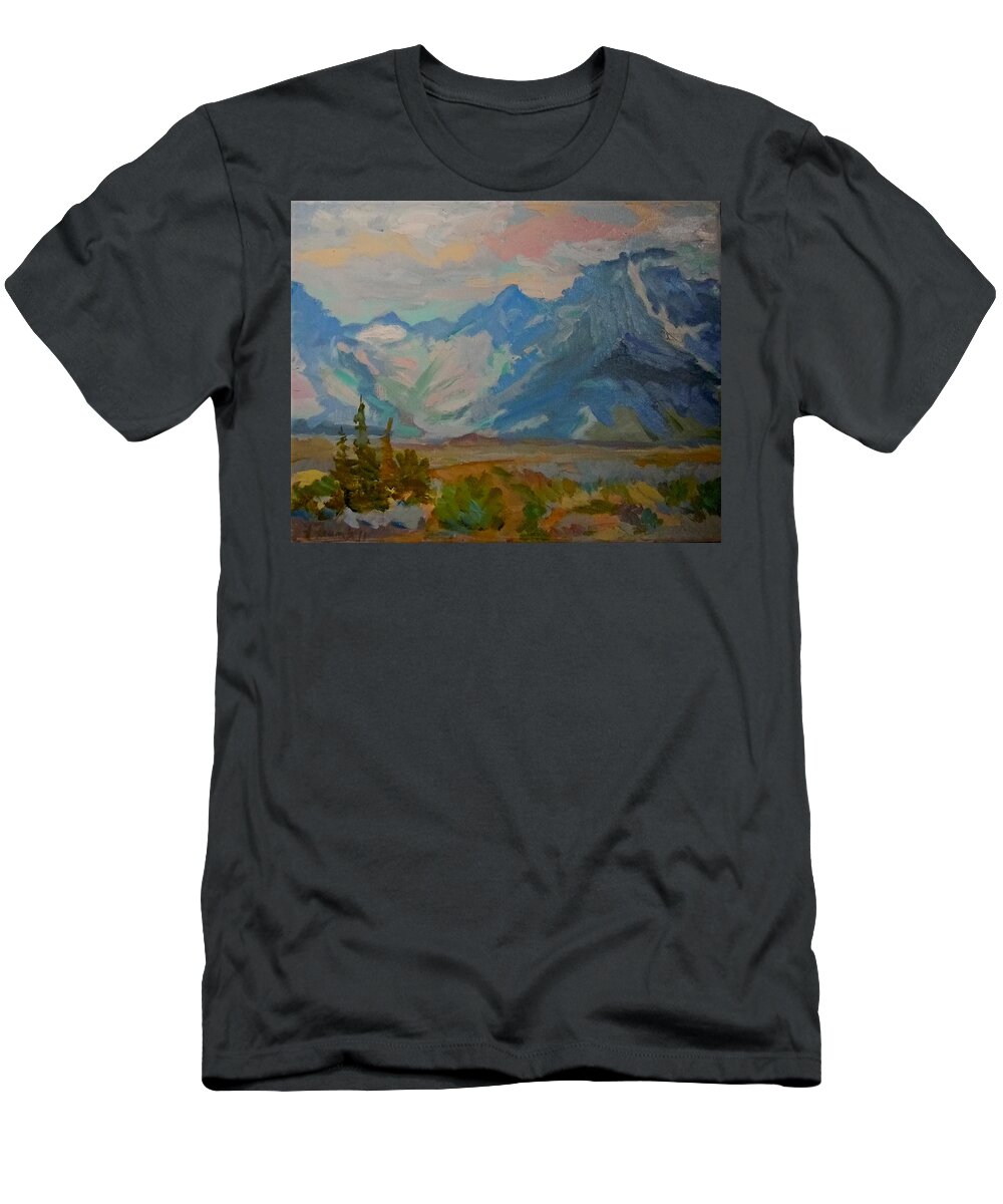 Landscape T-Shirt featuring the painting Mt. Moran by Francine Frank