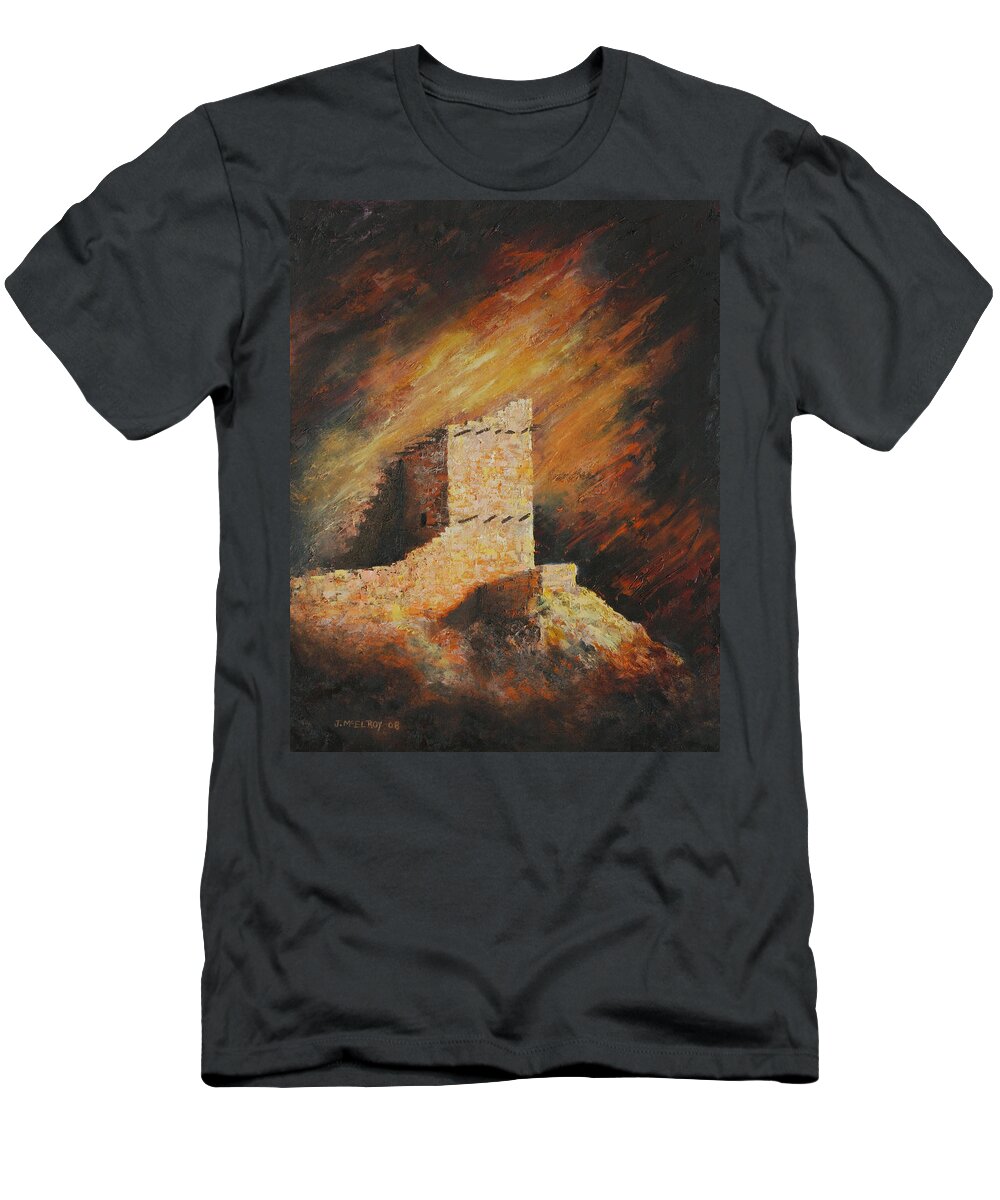Anasazi T-Shirt featuring the painting Mummy Cave Ruins 2 by Jerry McElroy