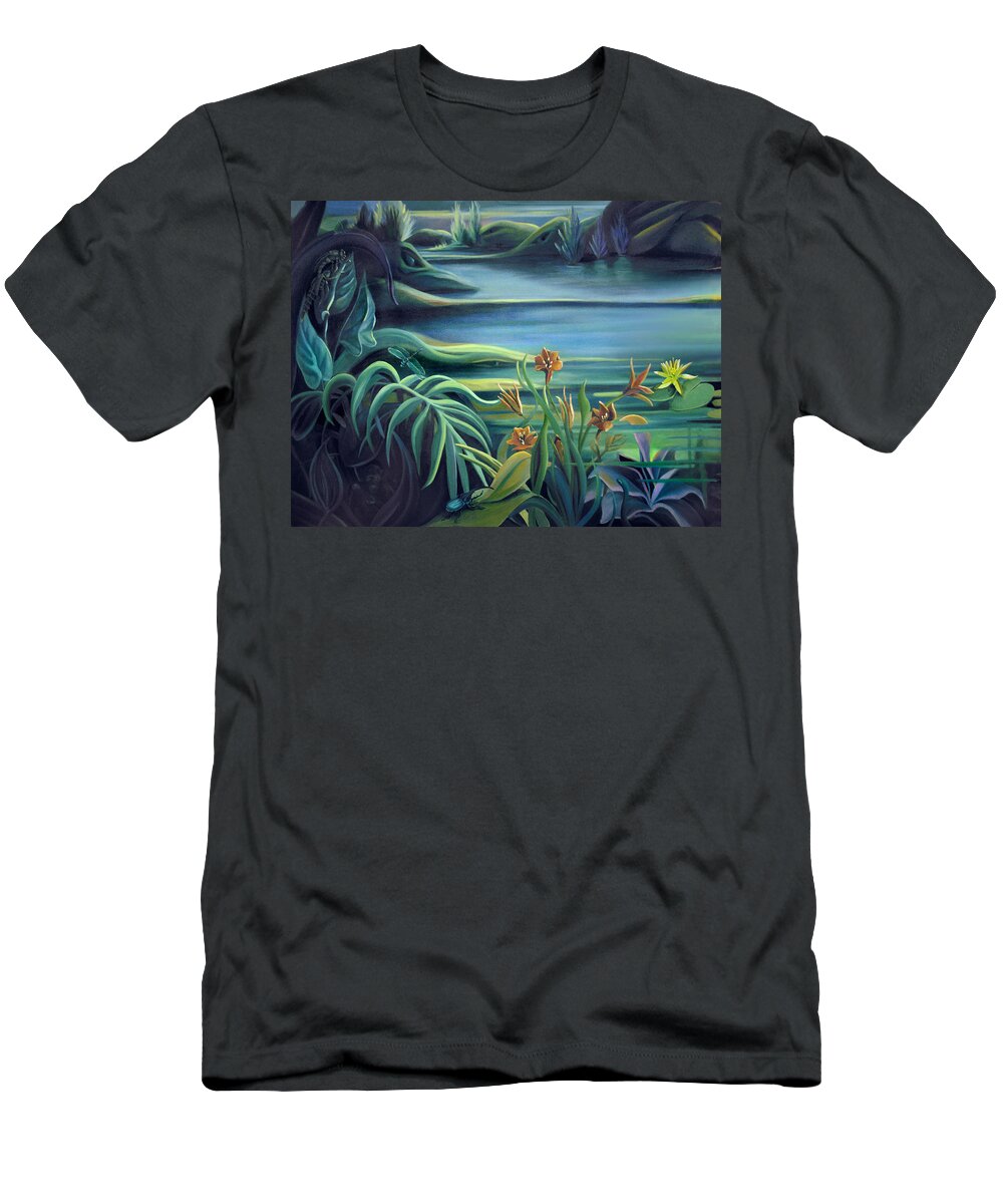 Mural T-Shirt featuring the painting Mural Bird of Summers to Come by Nancy Griswold