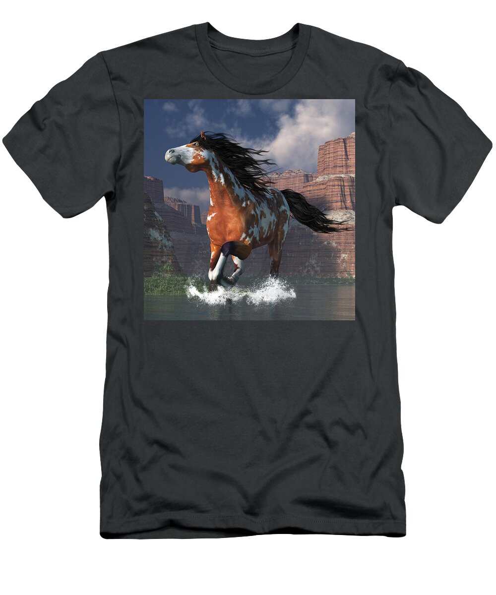 Horse Canyon T-Shirt featuring the digital art Mustang Canyon by Daniel Eskridge