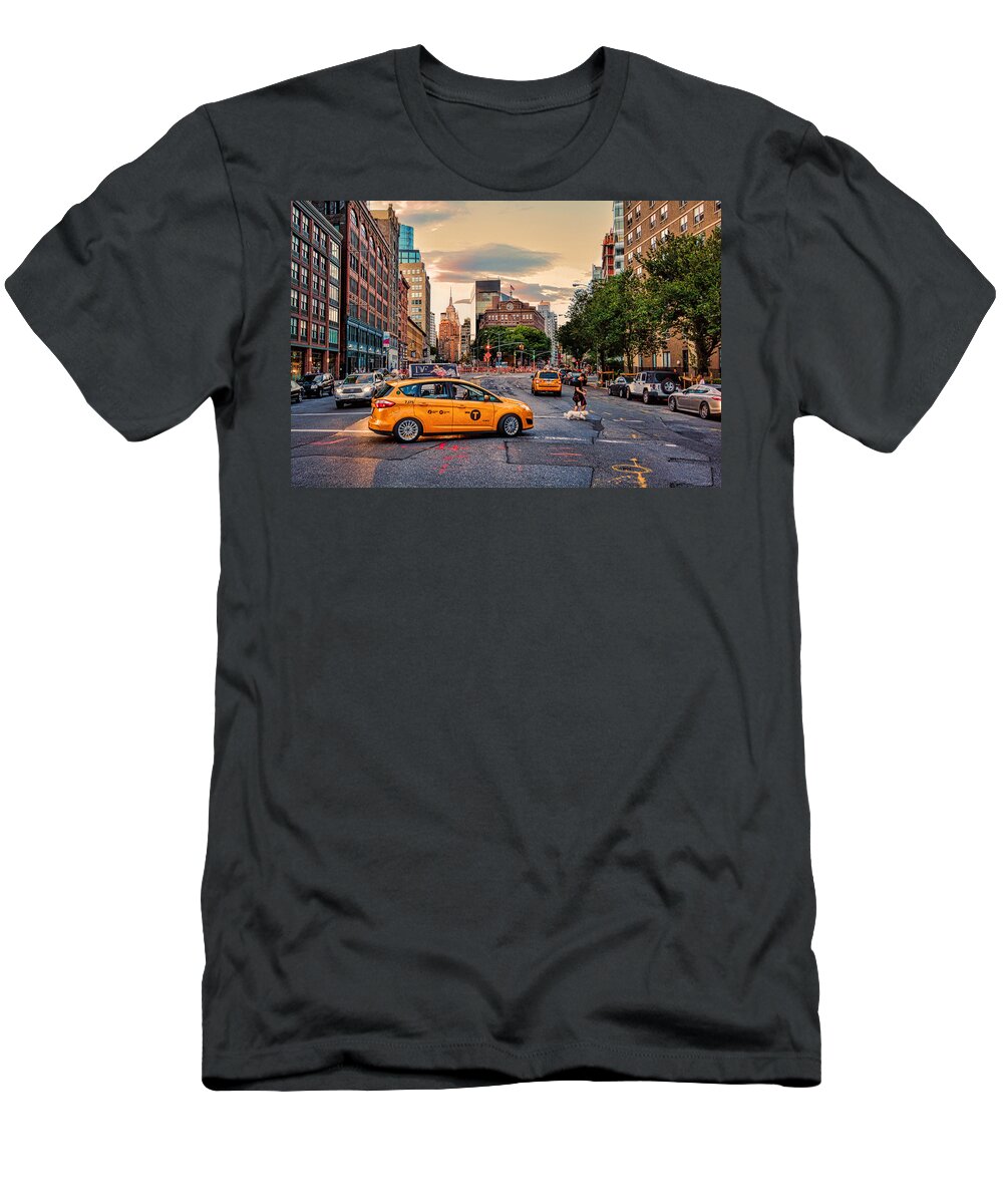 'east Village T-Shirt featuring the photograph New York Intersection by Jeffrey Friedkin