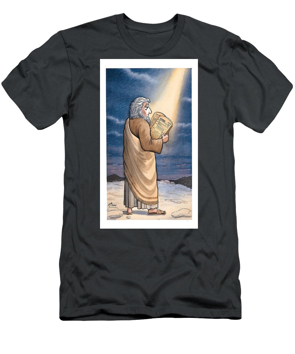 Moses T-Shirt featuring the drawing New Yorker April 19th, 1999 by Harry Bliss