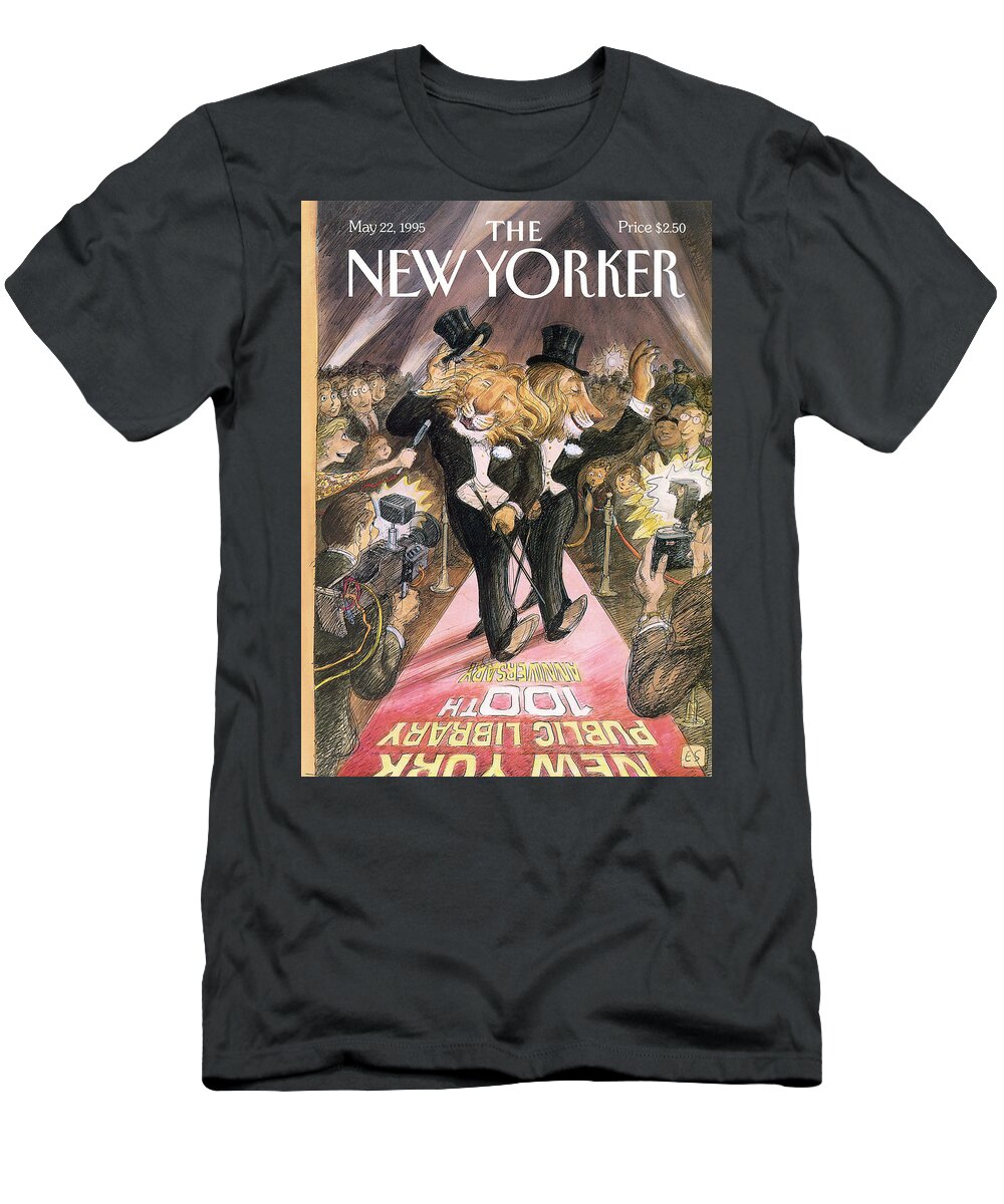 The Roar Of The Crowd T-Shirt featuring the painting New Yorker May 22nd, 1995 by Edward Sorel