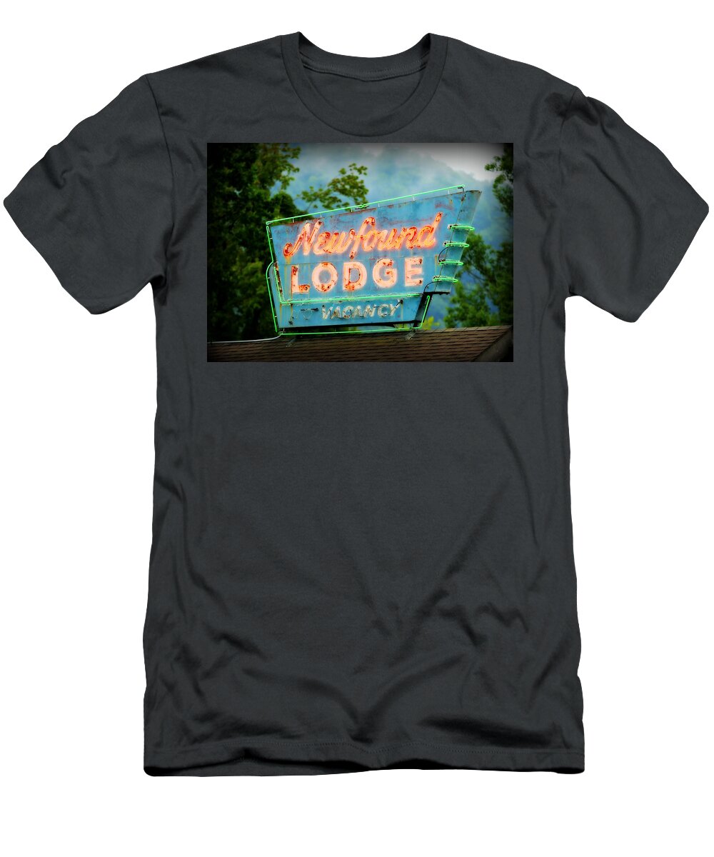 Newfound Lodge T-Shirt featuring the photograph Newfound Lodge Neon by Stephen Stookey