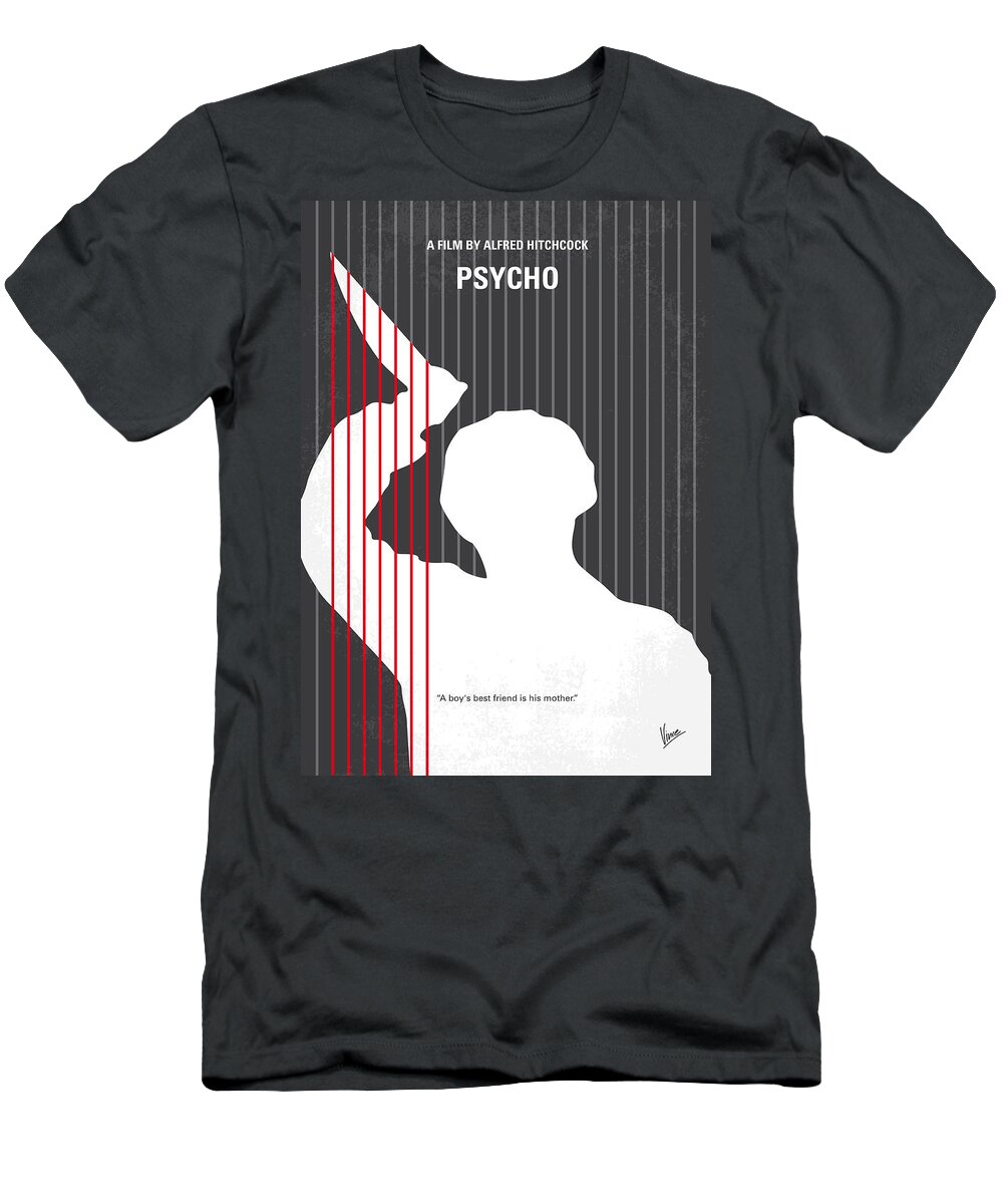 Psycho T-Shirt featuring the digital art No185 My Psycho minimal movie poster by Chungkong Art