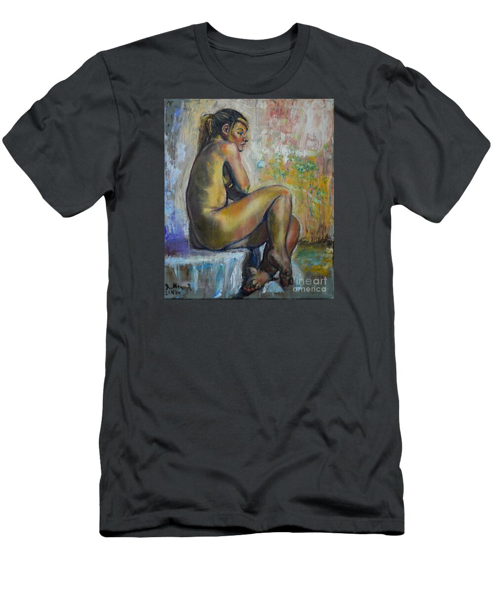 Raija Merila T-Shirt featuring the painting Nude Eva 1 by Raija Merila