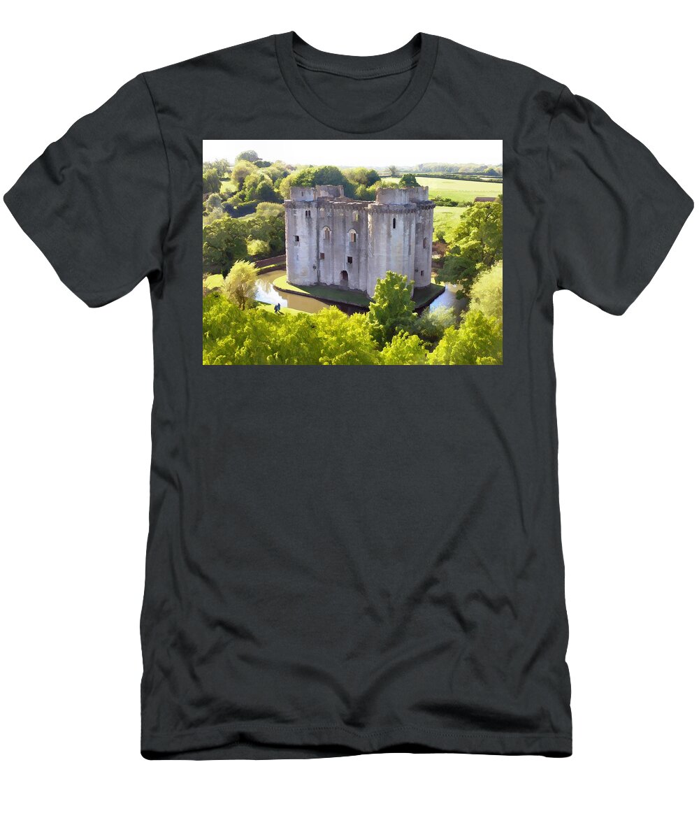 Nunney T-Shirt featuring the photograph Nunney Castle Painting by Ron Harpham