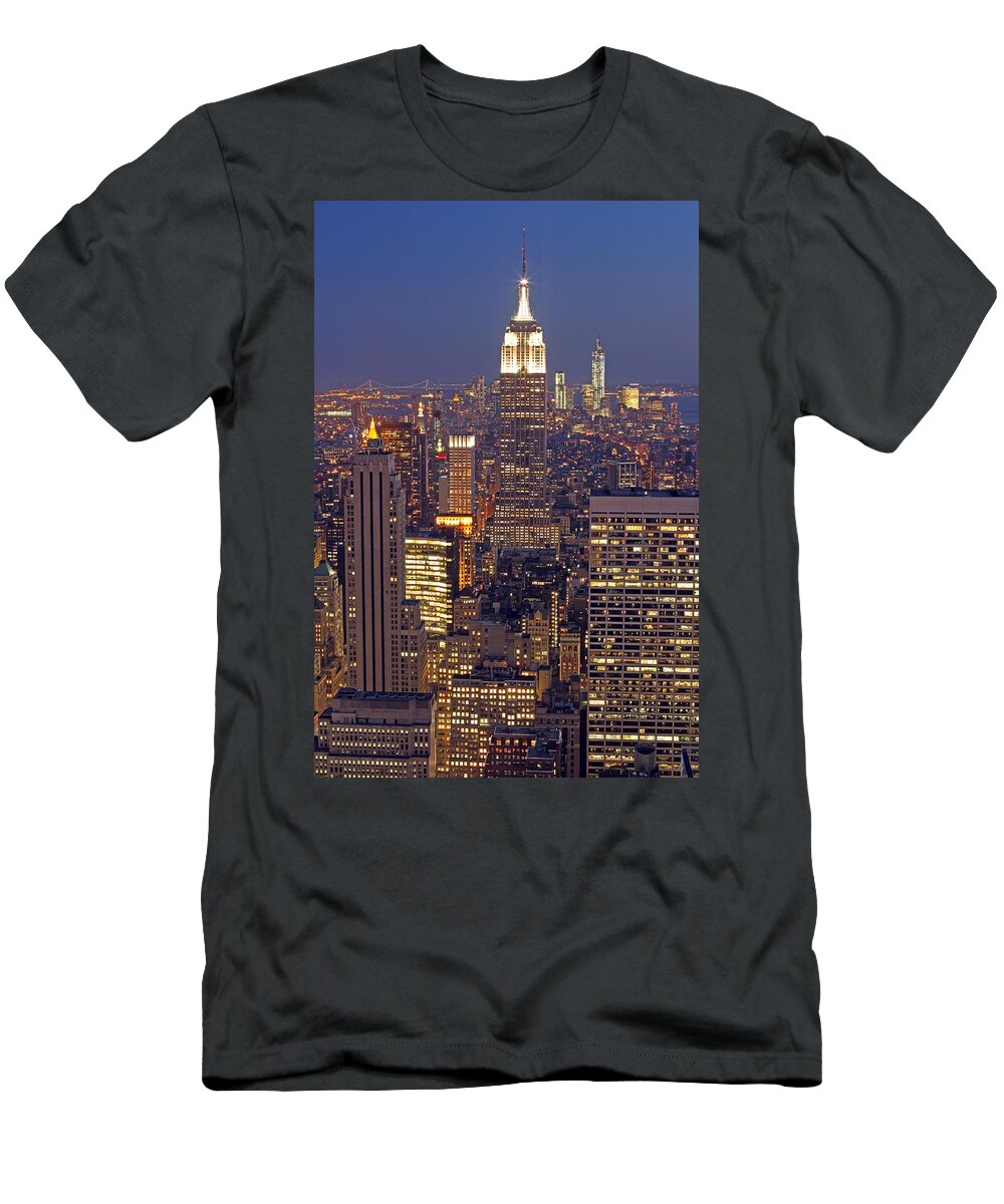 New York City T-Shirt featuring the photograph NYC Midtown and Downtown by Juergen Roth
