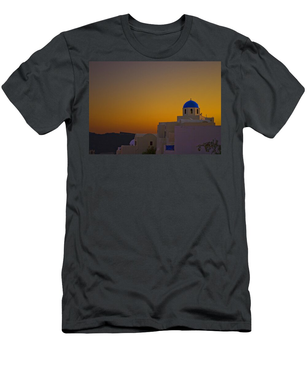 Santorini T-Shirt featuring the photograph Oia Sunset by Meirion Matthias