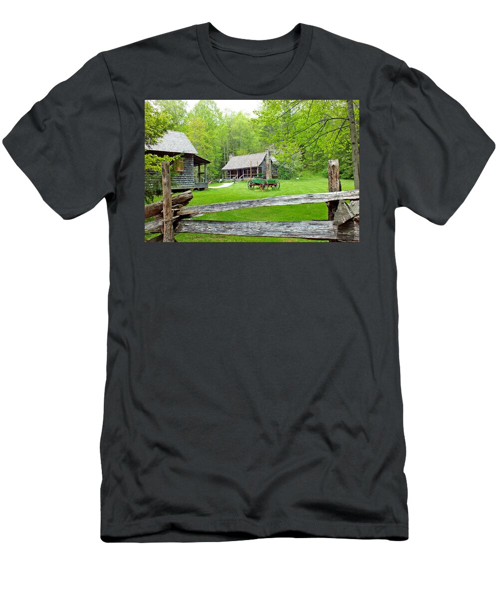 Duane Mccullough T-Shirt featuring the photograph Old Cabins at the Cradle of Forestry by Duane McCullough
