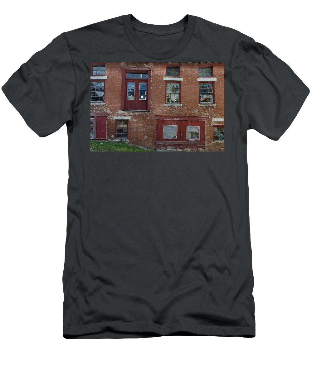 Cannery T-Shirt featuring the photograph Old Cannery in Belfast Maine IMG 6132 by Greg Kluempers