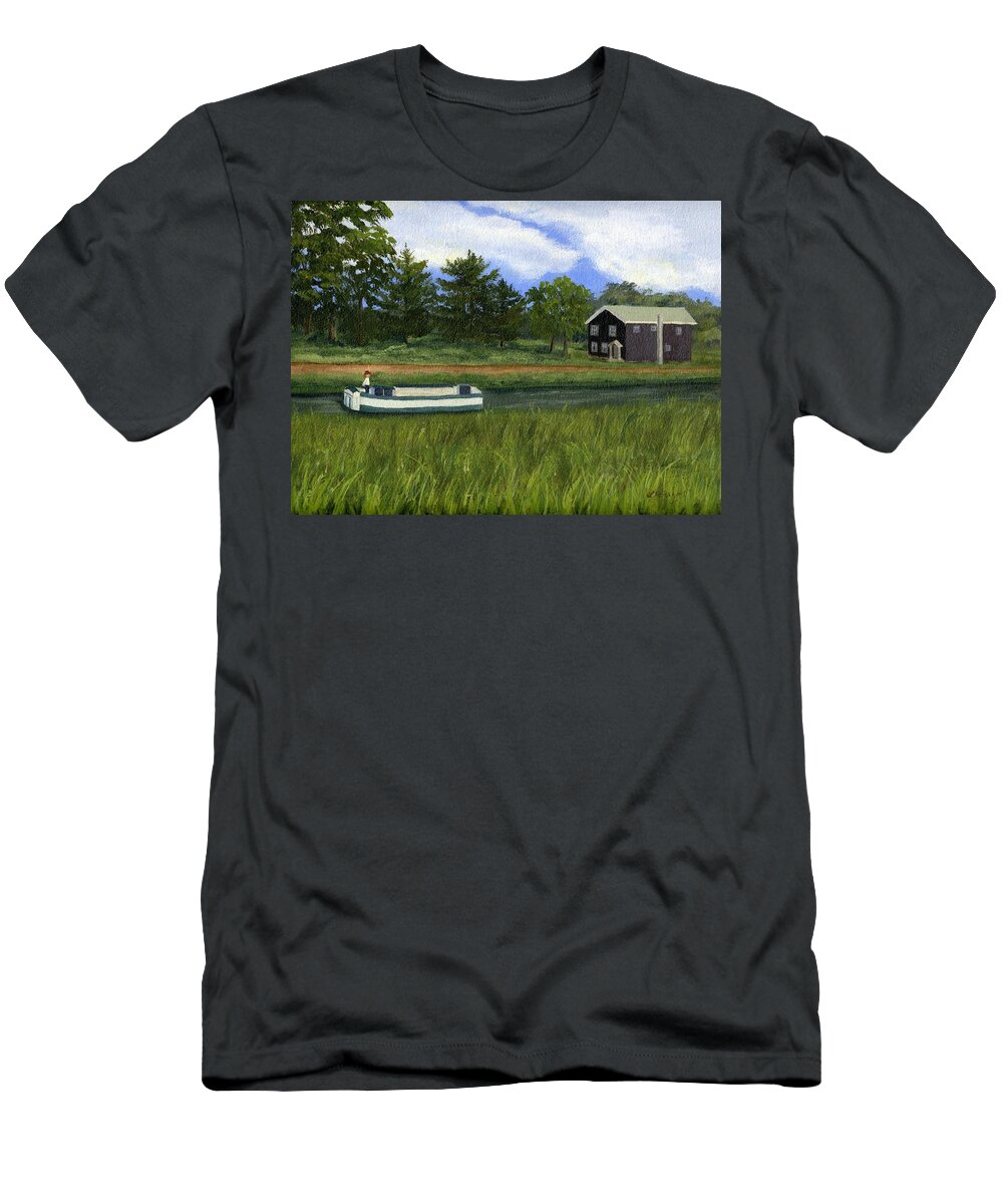 Erie Canal T-Shirt featuring the painting Old Erie by Lynne Reichhart