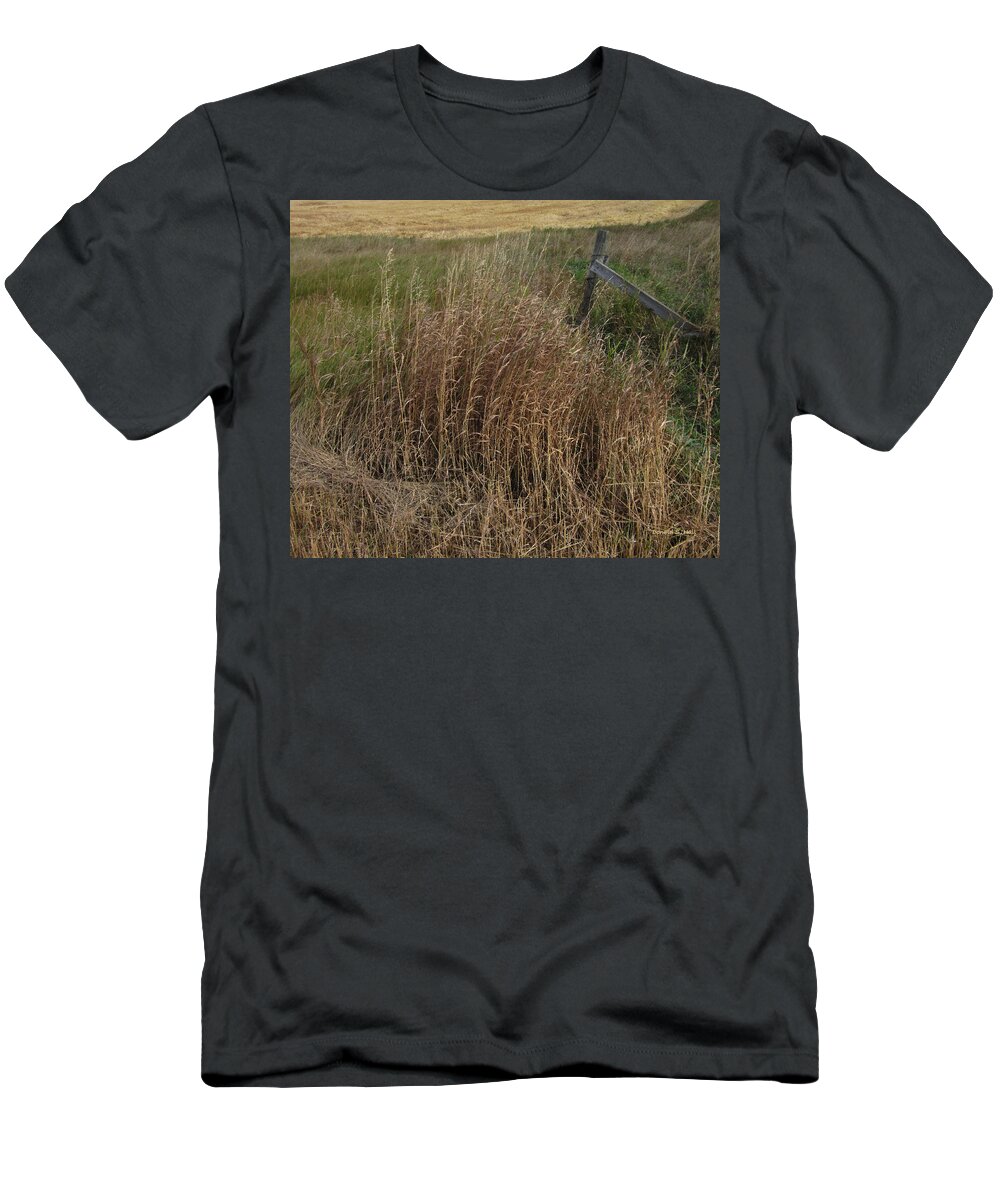 Prairie T-Shirt featuring the photograph Old Fence Line by Donald S Hall