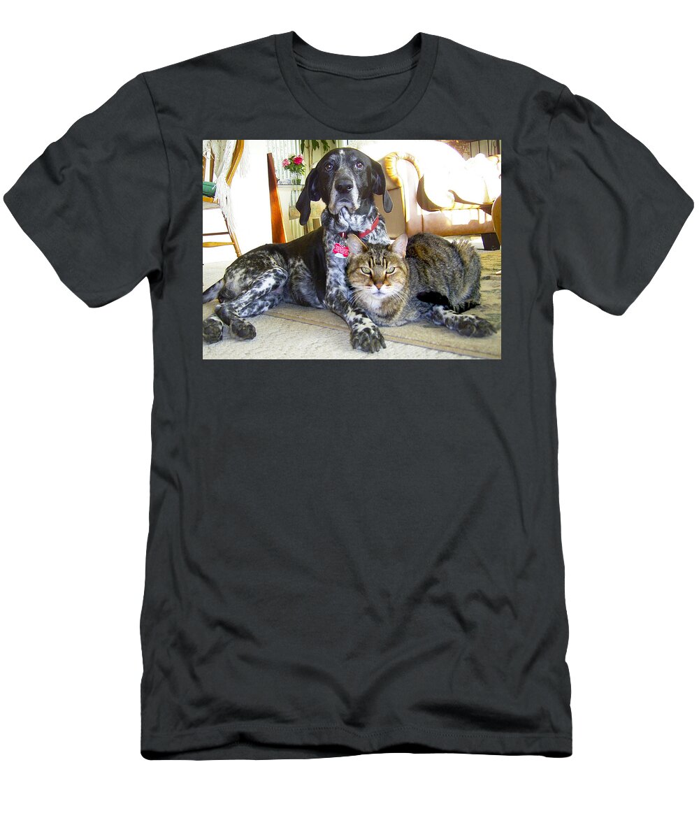Cat T-Shirt featuring the photograph Old Friends Cat n Dog by Michele Avanti