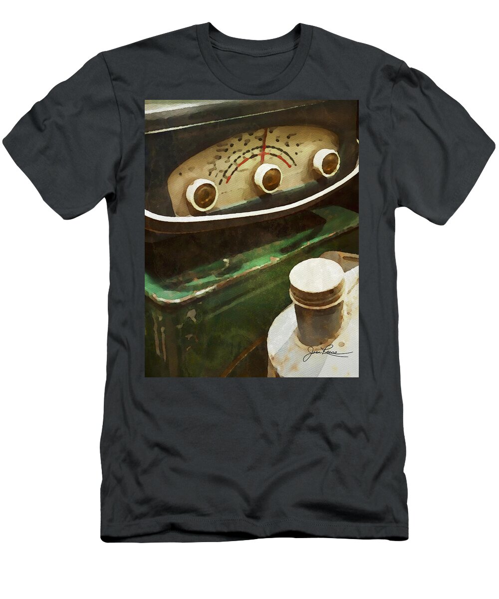 Still Life T-Shirt featuring the painting Old Green Radio by Joan Reese