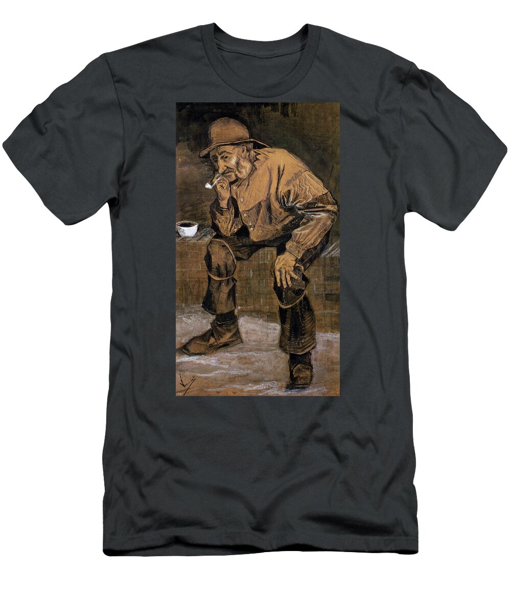 Portraits T-Shirt featuring the drawing Old Man With A Pipe, 1883 by Vincent van Gogh