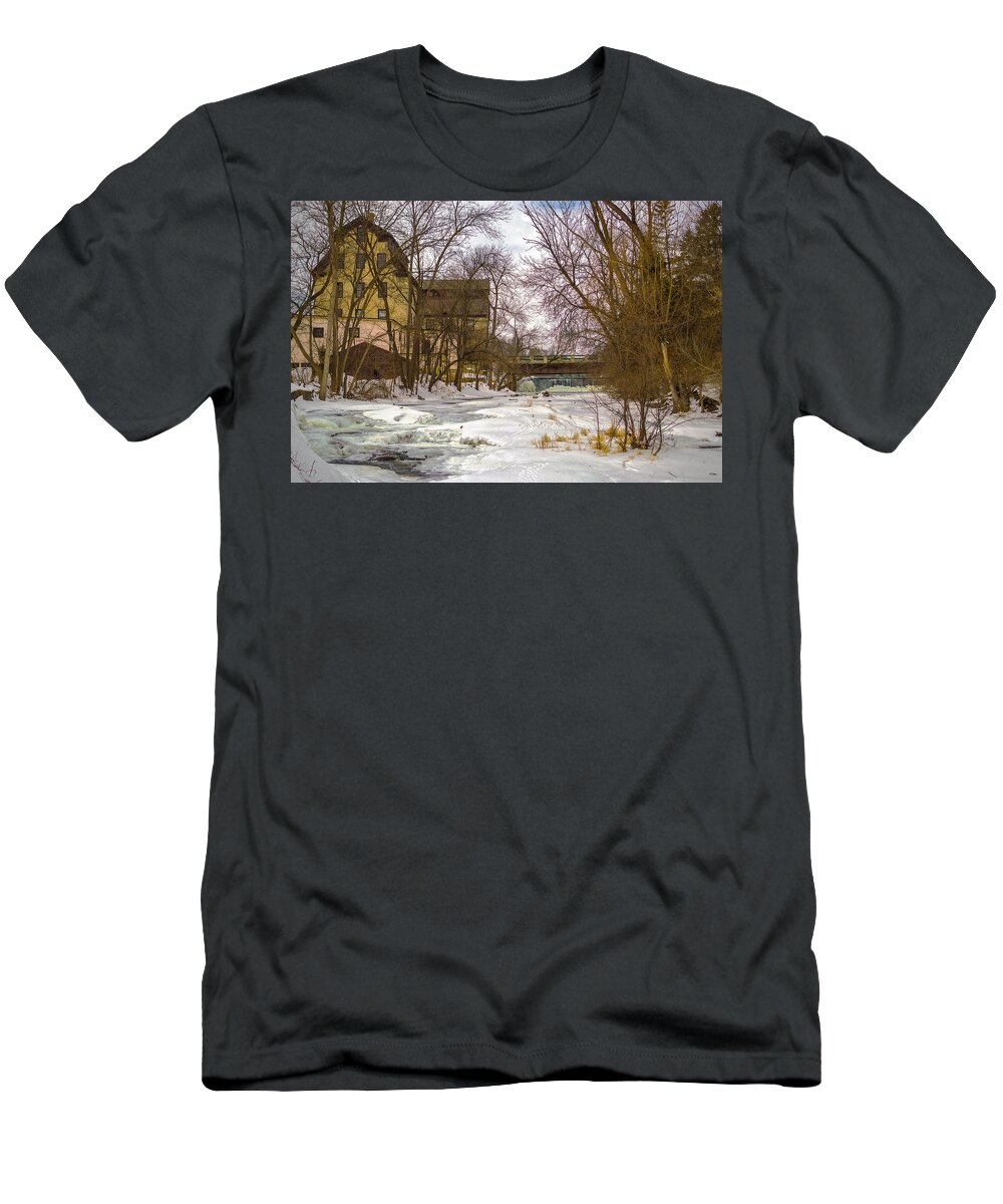 Mill T-Shirt featuring the photograph Old Mill Winter by James Meyer