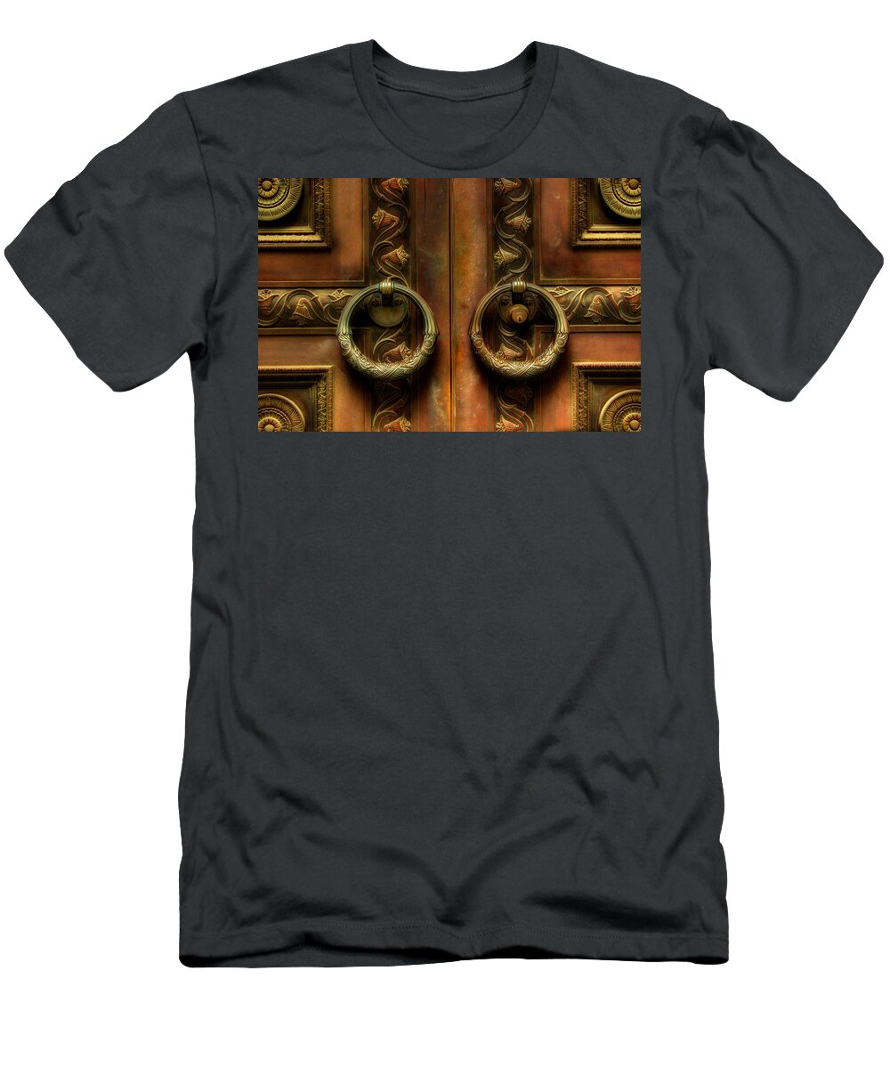 Steel Door T-Shirt featuring the photograph Old Steel Door by Michael Eingle