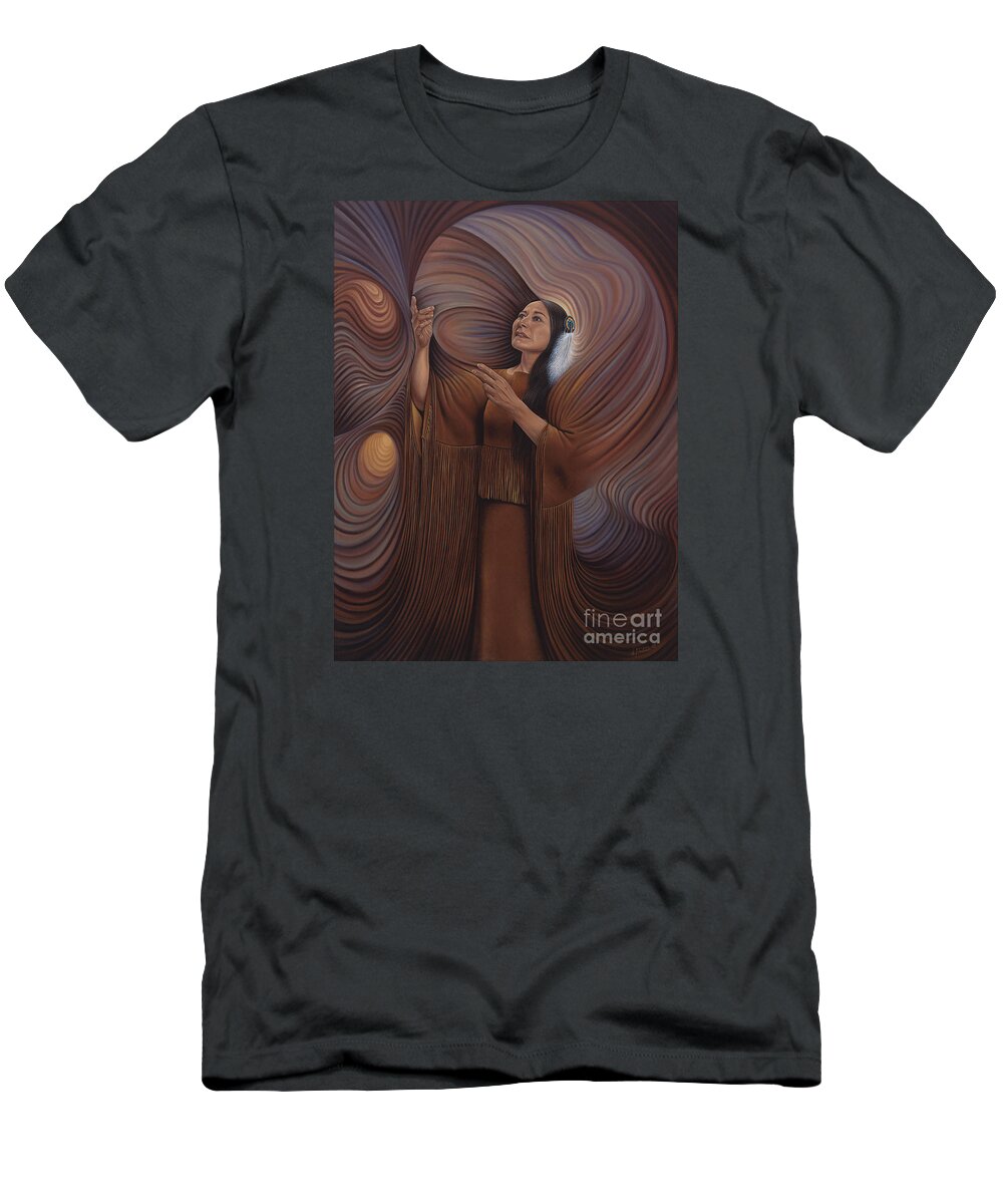 Bonnie-jo-hunt T-Shirt featuring the painting On Sacred Ground Series V by Ricardo Chavez-Mendez