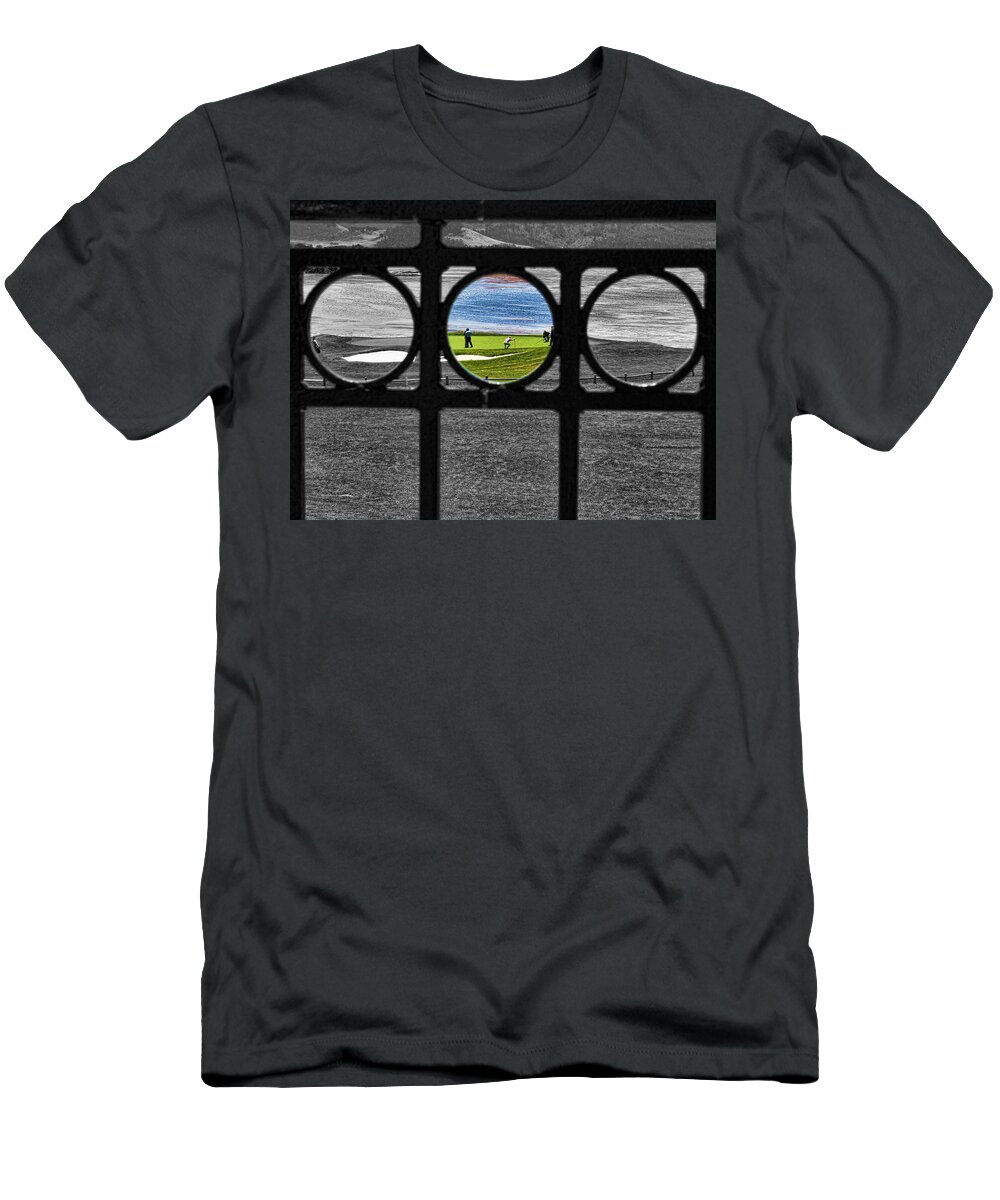 Pebble Beach T-Shirt featuring the photograph On The Green by Judy Vincent