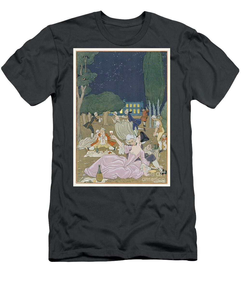 Nocturne T-Shirt featuring the painting On the Lawn by Georges Barbier