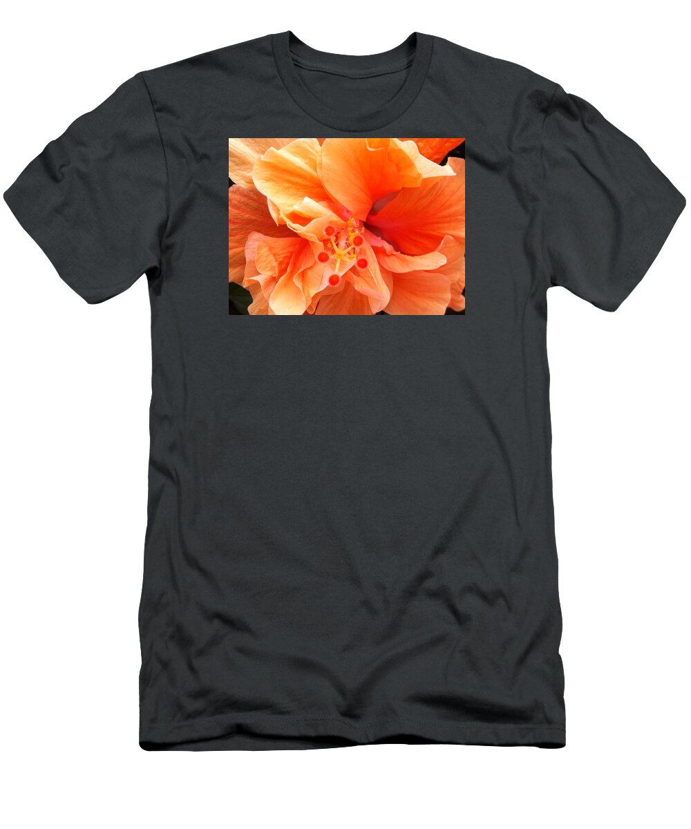 Karen Zuk Rosenblatt Art And Photography T-Shirt featuring the photograph Orange Hibiscus by Karen Zuk Rosenblatt