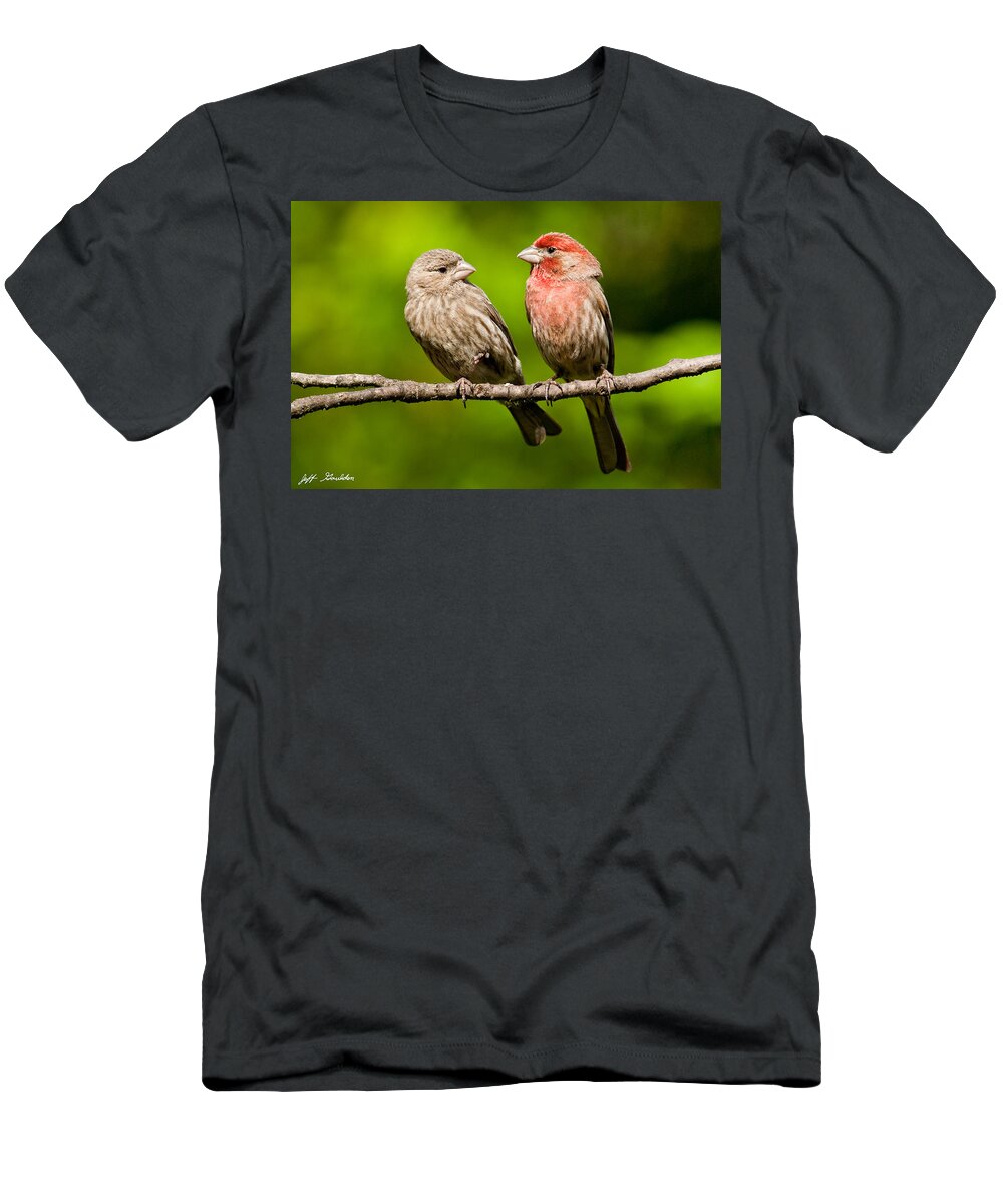 Affectionate T-Shirt featuring the photograph Pair of House Finches in a Tree by Jeff Goulden