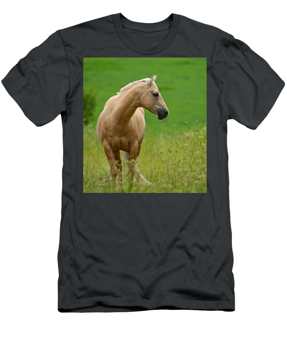 Pale Brown Horse T-Shirt featuring the photograph Pale Brown Horse by Torbjorn Swenelius