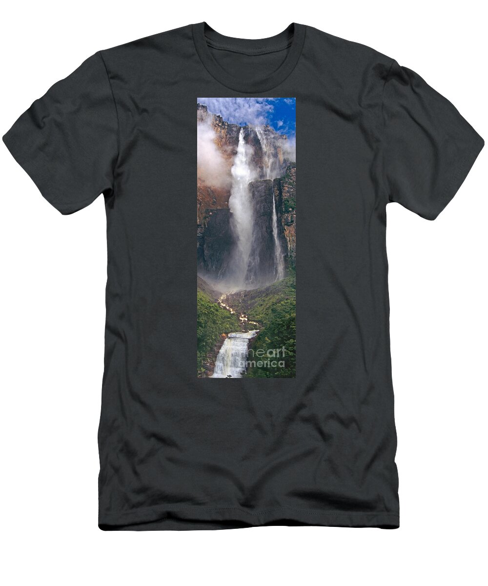 Venezuela T-Shirt featuring the photograph Panorama Angel Falls in Canaima National Park Venezuela by Dave Welling