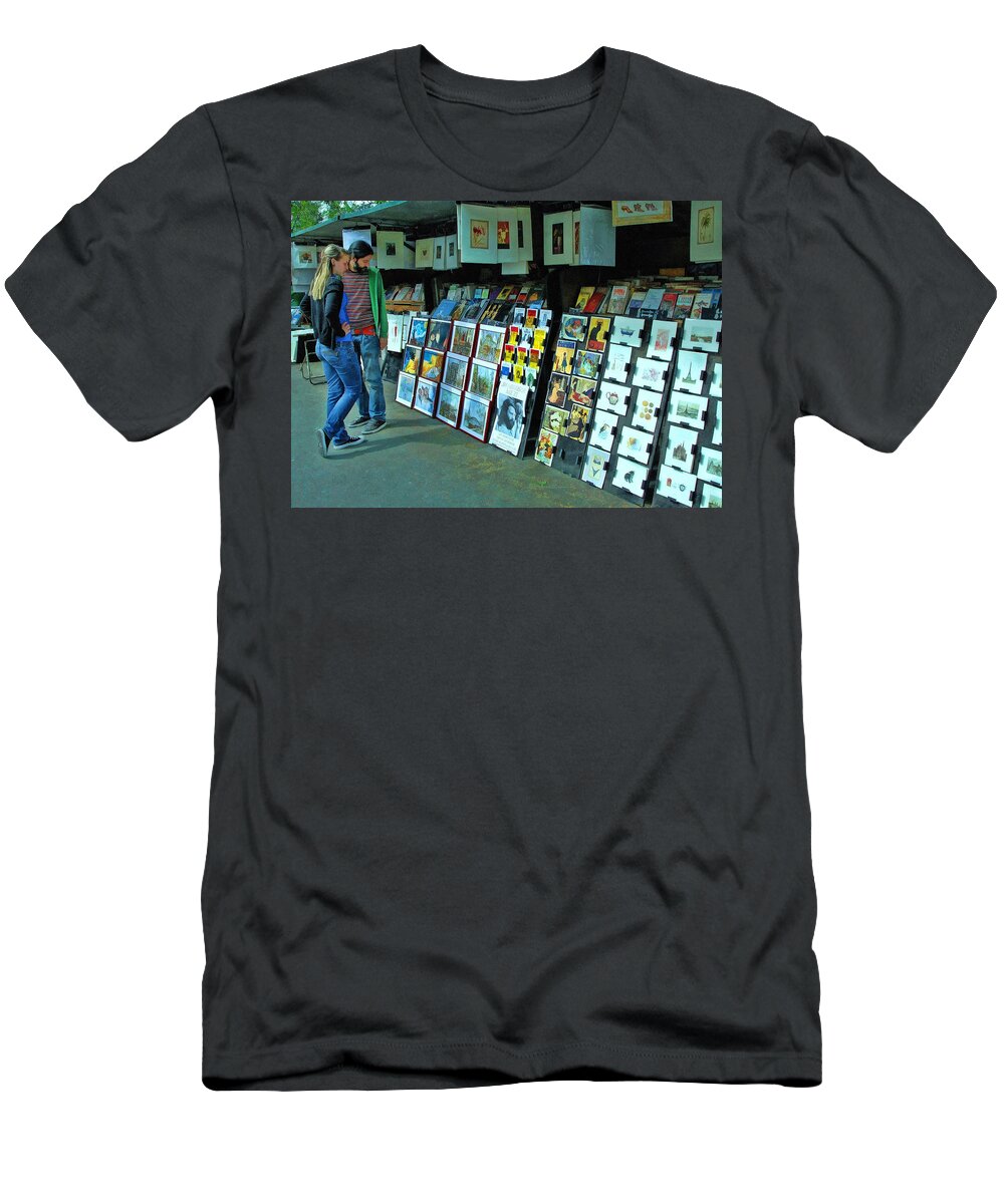 Paris T-Shirt featuring the photograph Paris Book Stall by Allen Beatty