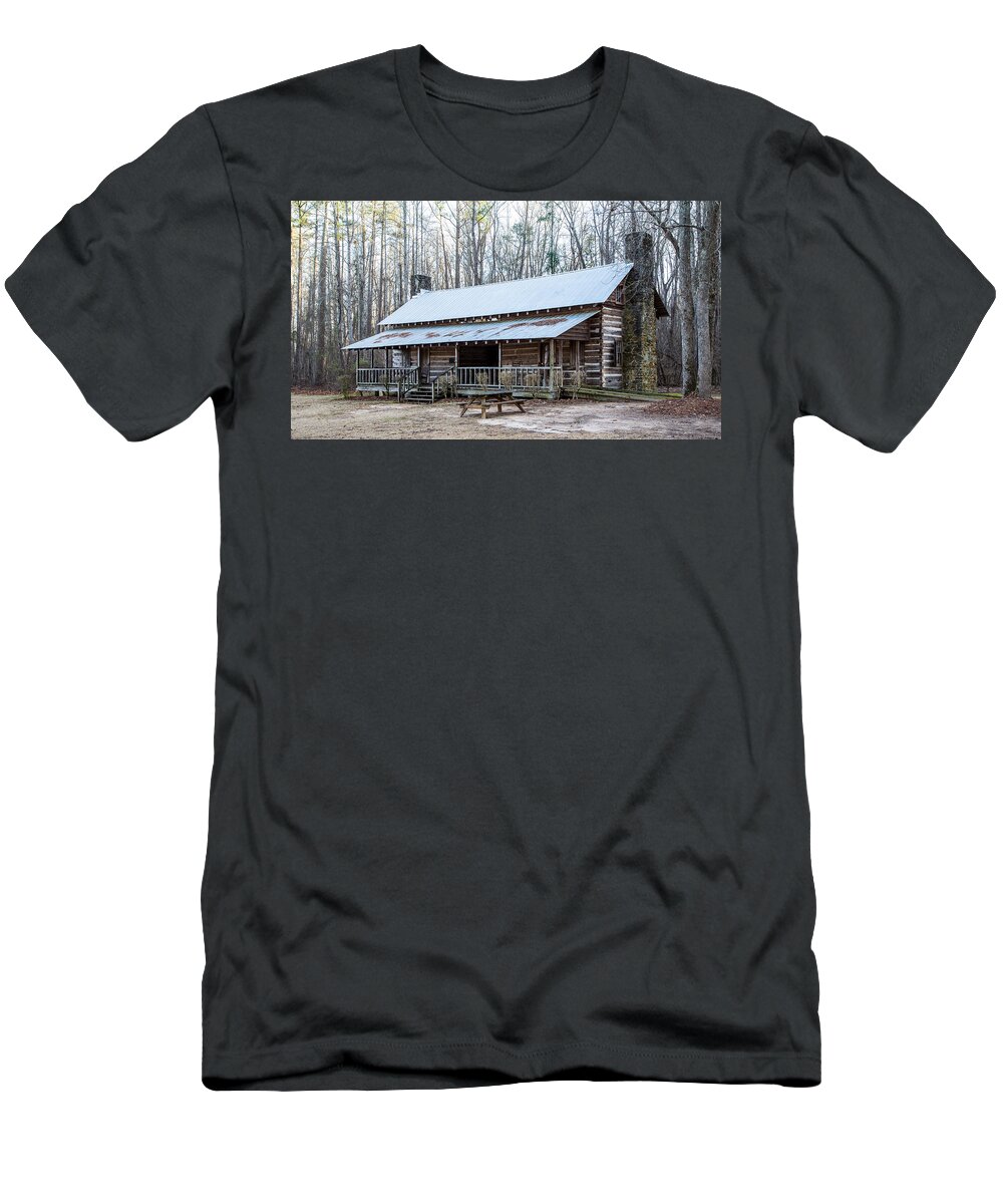 Log T-Shirt featuring the photograph Park Ranger Cabin by Charles Hite