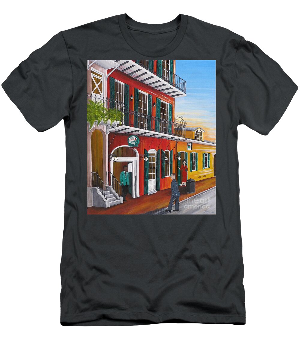 New Orleans T-Shirt featuring the painting Pat O's Courtyard entrance by Valerie Carpenter