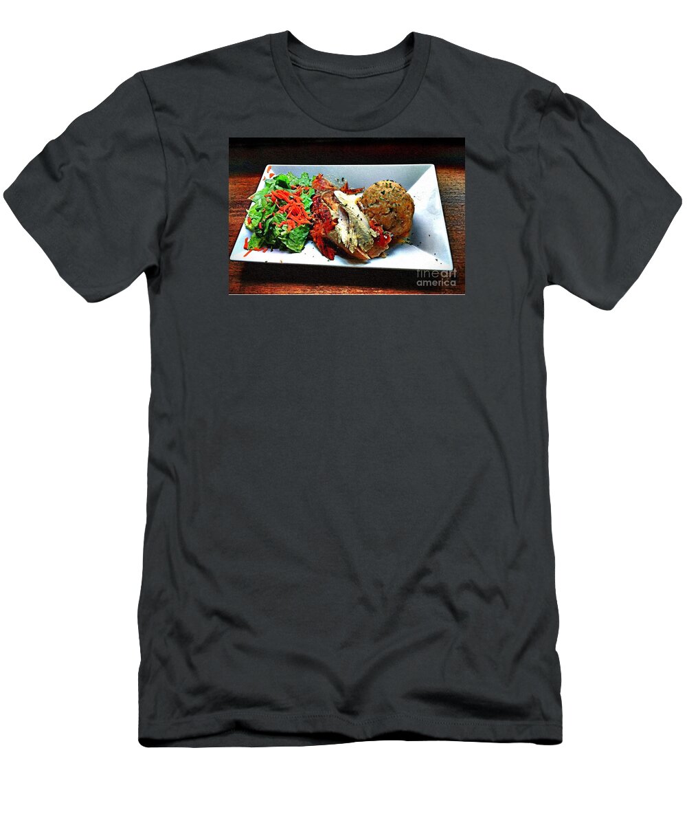 Pavo T-Shirt featuring the photograph Pavochon y Mofongo by Alice Terrill