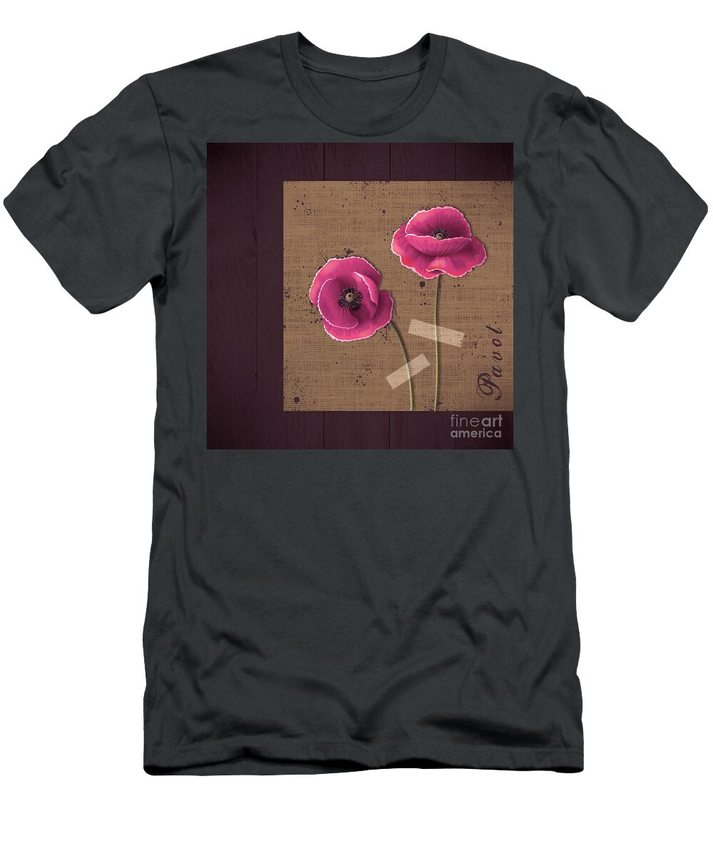 Poppies T-Shirt featuring the digital art Pavot - s02c11b by Variance Collections