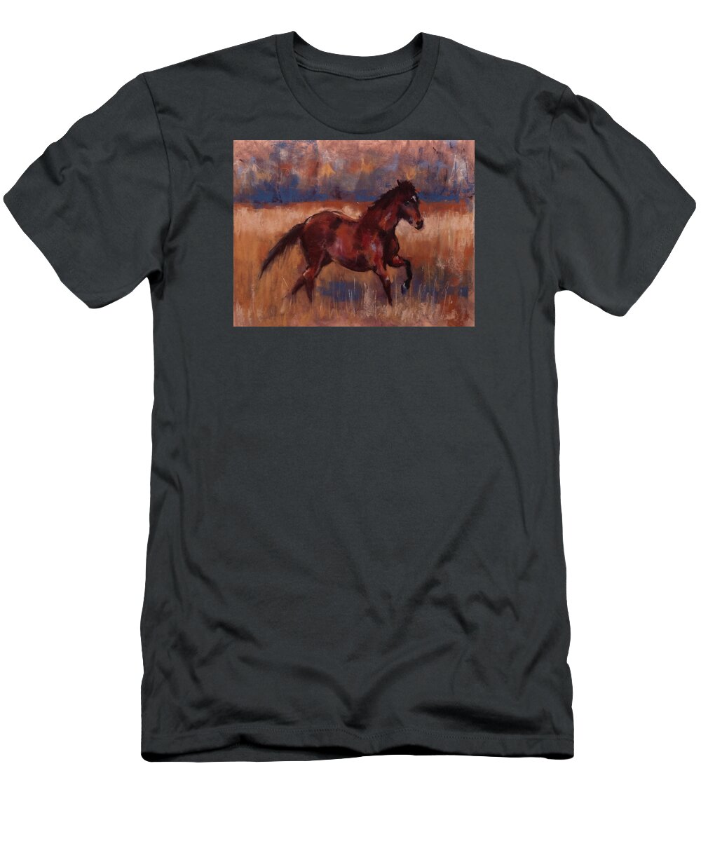 Horse T-Shirt featuring the painting Payote's Run by Jim Fronapfel