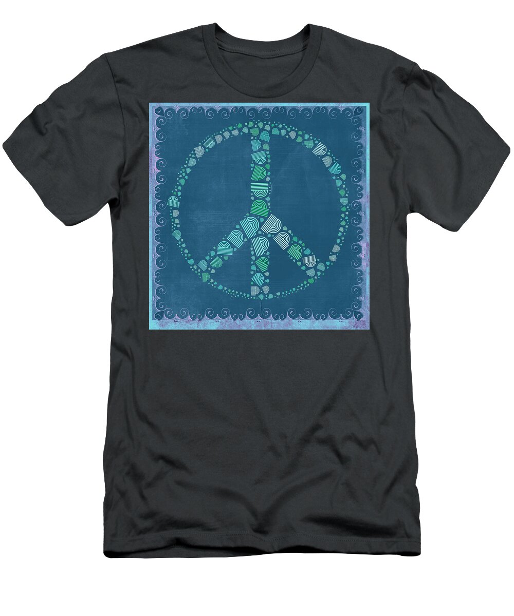 Blue T-Shirt featuring the digital art Peace Symbol Design - tq19at02 by Variance Collections