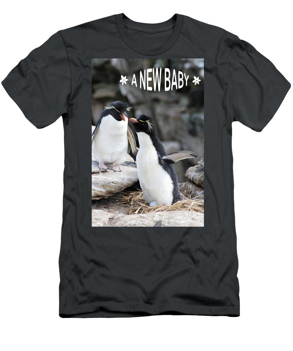 Baby T-Shirt featuring the photograph Penguin New Baby Card by Ginny Barklow