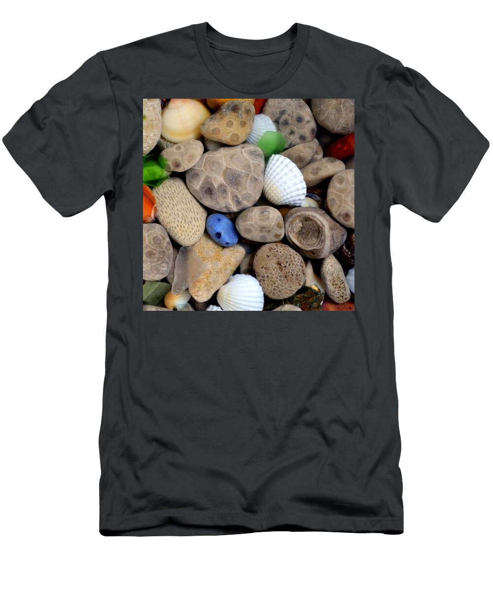 Square T-Shirt featuring the photograph Petoskey Stones V by Michelle Calkins