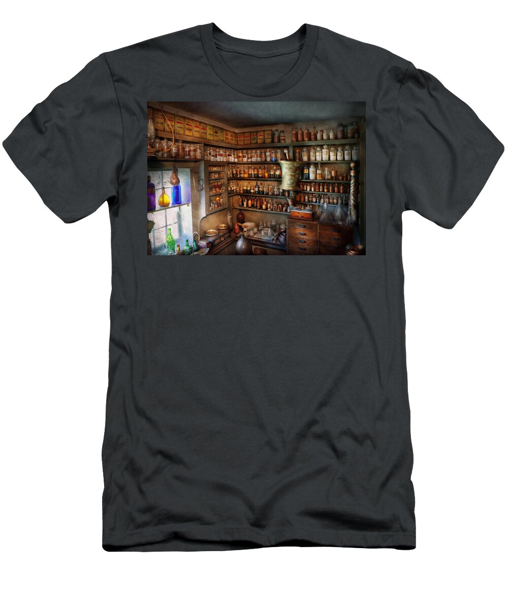 Hdr T-Shirt featuring the photograph Pharmacy - Medicinal chemistry by Mike Savad