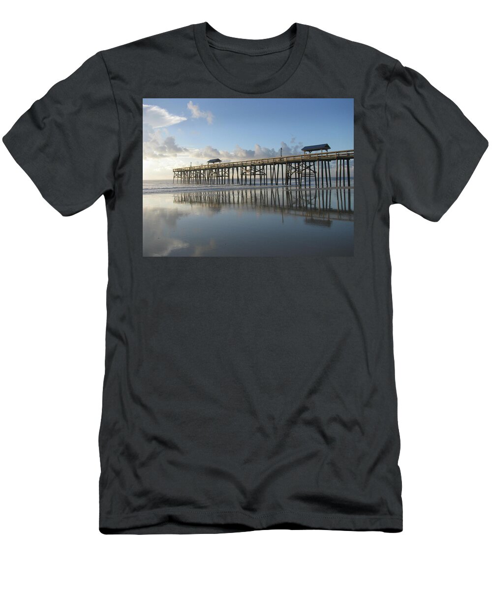 Landscape T-Shirt featuring the photograph Pier Reflection by Ellen Meakin