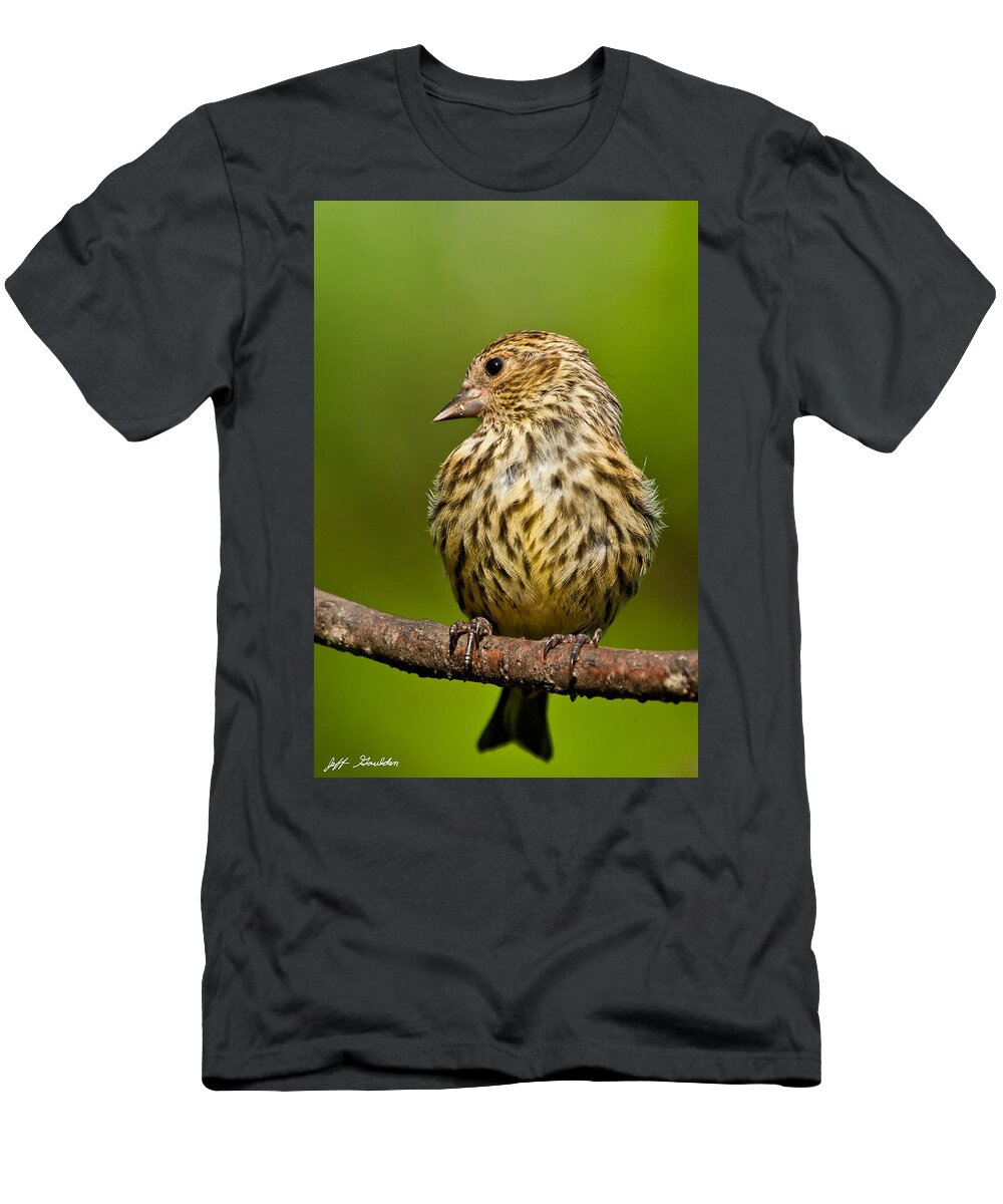 Animal T-Shirt featuring the photograph Pine Siskin With Yellow Coloration by Jeff Goulden