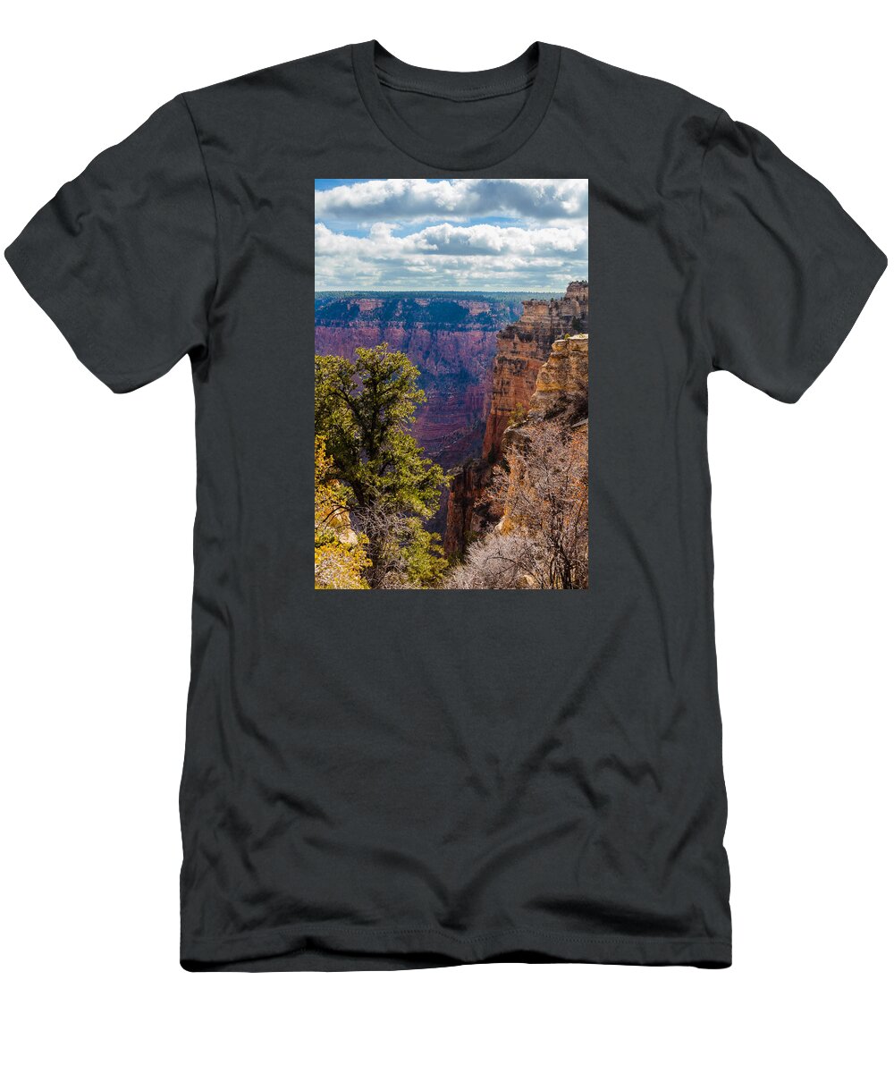 Arizona T-Shirt featuring the photograph Pines and Cliffs at the Grand Canyon by Ed Gleichman