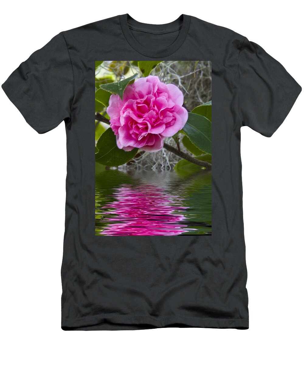 Nature T-Shirt featuring the photograph Pink Flower Reflection by Sharon M Connolly