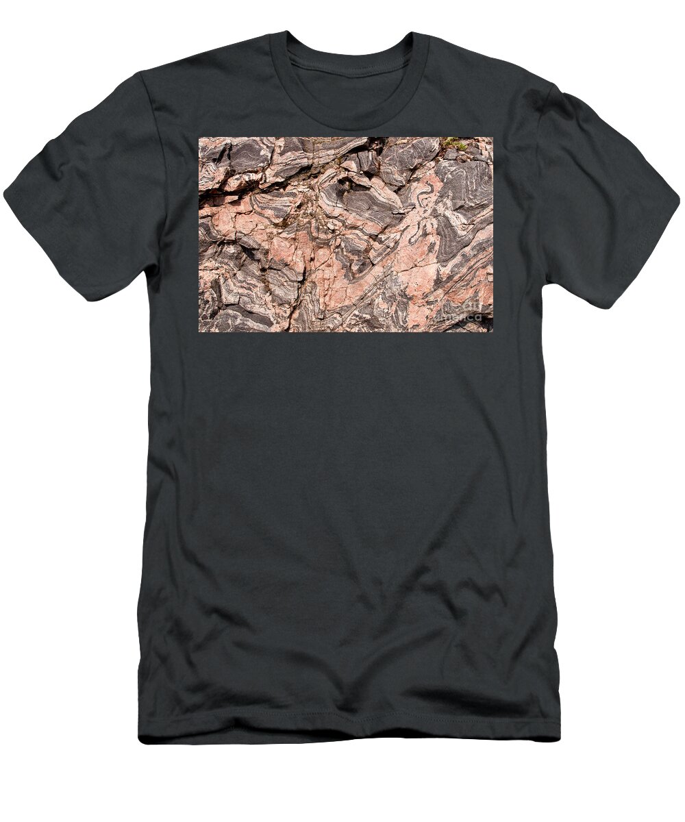 Banded T-Shirt featuring the photograph Pink Gneiss Rock by Les Palenik